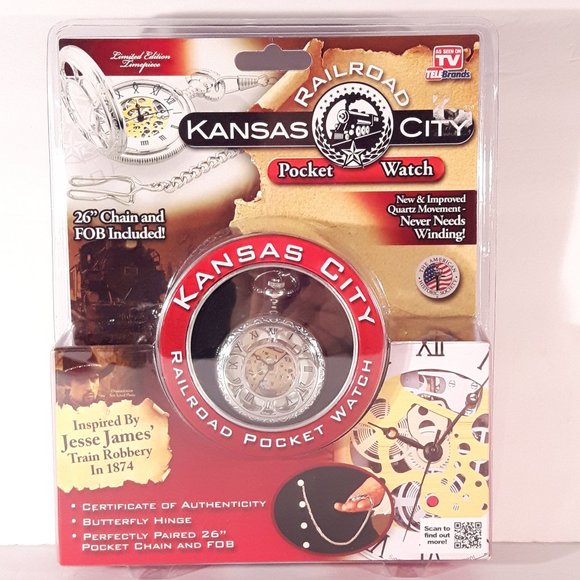 NWT Mens and Womens Kansas City Railroad Pocket Watch - Picture 1 of 4